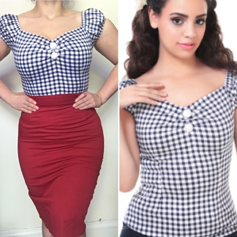 ⬇️ Collectif Blue Gingham Dolores Top